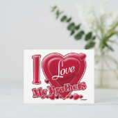 Ik hou van mijn broers rood - hart briefkaart (Staand voorkant)
