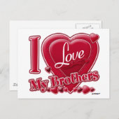 Ik hou van mijn broers rood - hart briefkaart (Voorkant / Achterkant)