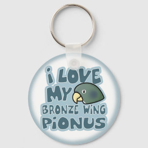 Ik hou van mijn Bronze Winged Pionus Sleutelhanger