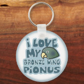 Ik hou van mijn Bronze Winged Pionus Sleutelhanger (Voorkant)