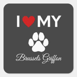 Ik hou van mijn Brusselse Griffon hond aangepaste Vierkante Sticker