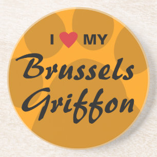 Ik hou van mijn Brusselse Griffon Zandsteen Onderzetter