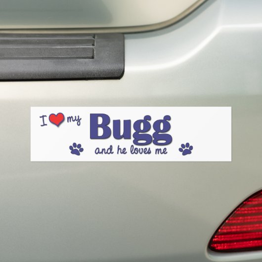 Ik hou van mijn bug (mannenhond) bumpersticker (Op auto)
