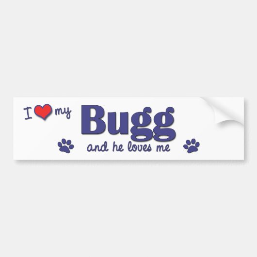 Ik hou van mijn bug (mannenhond) bumpersticker (Voorkant)