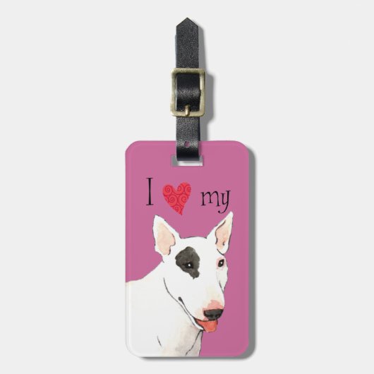 Ik hou van mijn bull Terrier Bagagelabel (Voorkant verticaal)
