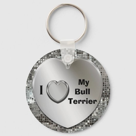Ik hou van mijn bull Terrier Heart Keychain (Voorkant)
