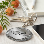 Ik hou van mijn bull Terrier Heart Keychain (Zijkant)