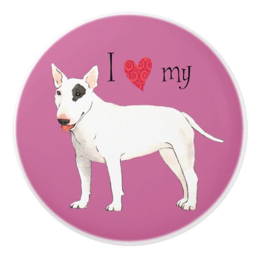 Ik hou van mijn bull Terrier Keramische Knop (Voorkant)
