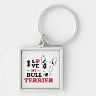Ik hou van mijn Bull Terrier Mopshond Moeder Vader Sleutelhanger