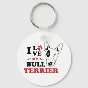 Ik hou van mijn Bull Terrier Mopshond Moeder Vader Sleutelhanger