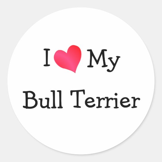 Ik hou van mijn bull Terrier Ronde Sticker (Voorkant)
