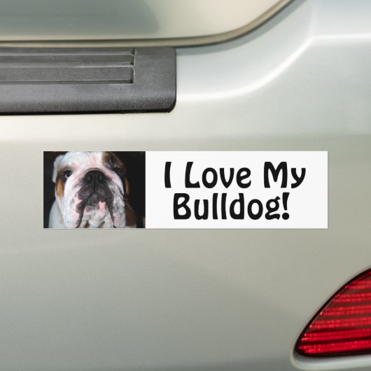 Ik hou van mijn Bulldog. Bumpersticker (Op auto)