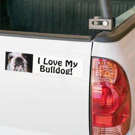 Ik hou van mijn Bulldog. Bumpersticker (Op Truck)
