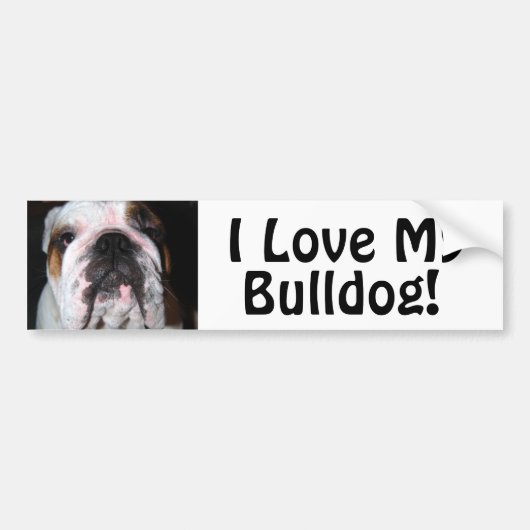 Ik hou van mijn Bulldog. Bumpersticker (Voorkant)
