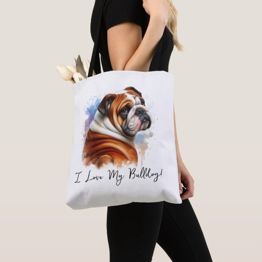 Ik hou van mijn Bulldog Canvas tas (Dichtbij)