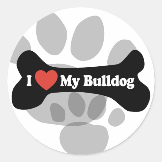 Ik hou van mijn bulldog - hondenbot ronde sticker (Voorkant)