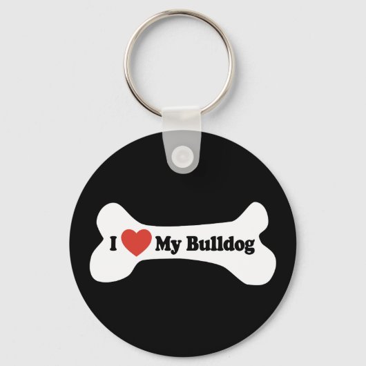 Ik hou van mijn bulldog - hondenbot sleutelhanger (Voorkant)