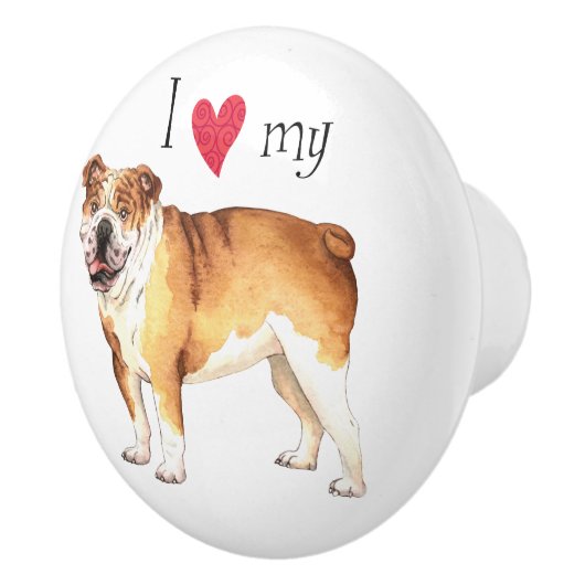 Ik hou van mijn Bulldog Keramische Knop (Rechts)