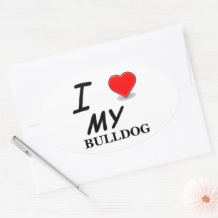 Ik hou van mijn bulldog ovale sticker