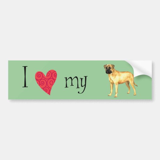 Ik hou van mijn Bullmastiff Bumpersticker (Voorkant)