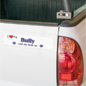 Ik hou van mijn Bully (vrouwelijke hond) Bumpersticker (Op Truck)
