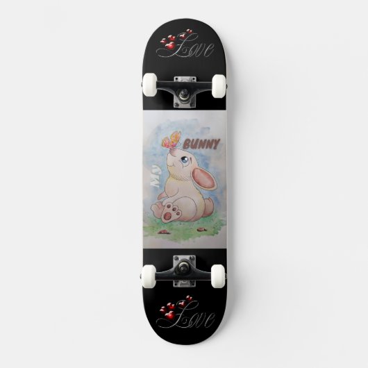 Ik hou van mijn Bunny cartoon geanimeerd afbeeldin Persoonlijk Skateboard (Voorkant)