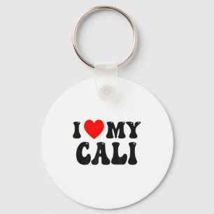 Ik hou van mijn Cali grappige Valentijn rode hart Sleutelhanger