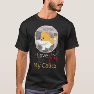 Ik hou van mijn Calico-afbeelding met volle maan C T-shirt