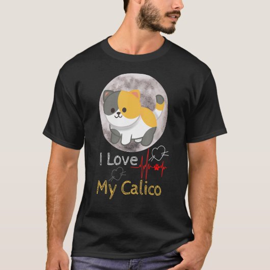 Ik hou van mijn Calico-afbeelding met volle maan C T-shirt (Voorkant)