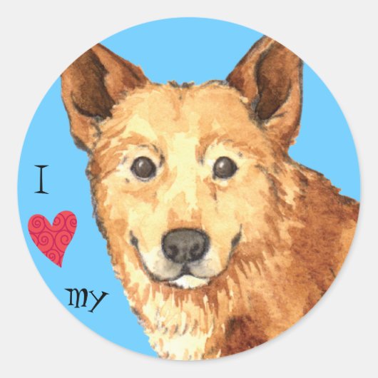 Ik hou van mijn Canaan Dog Ronde Sticker (Voorkant)