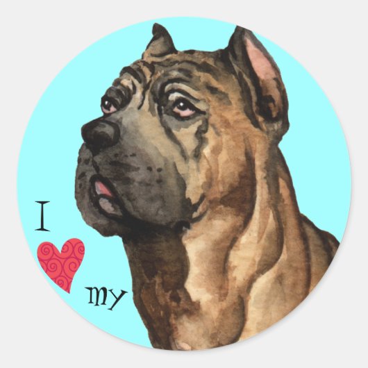 Ik hou van mijn Cane Corso Ronde Sticker (Voorkant)