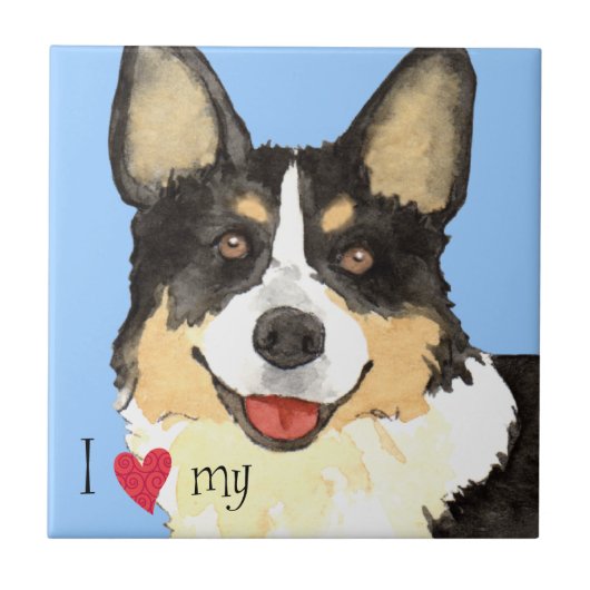 Ik hou van mijn Cardigan Welsh Corgi Tegeltje (Voorkant)