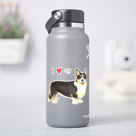Ik hou van mijn Cardigan Welsh Corgi Vinyl Sticker (HydroFlask)