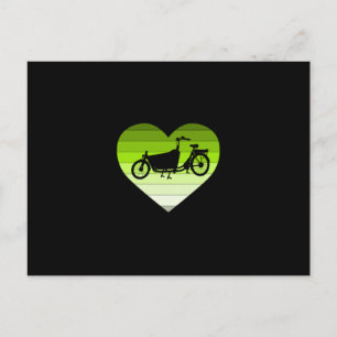 Ik hou van mijn Cargo Bike-Green Retro Heart Briefkaart