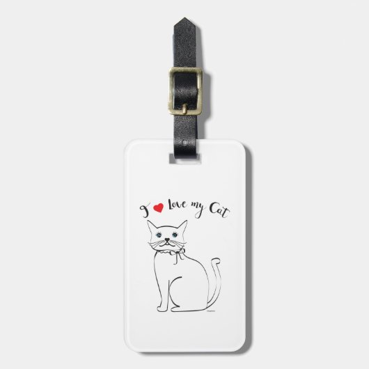 Ik hou van mijn Cat, Cute, Cool Bagagelabel (Voorkant verticaal)