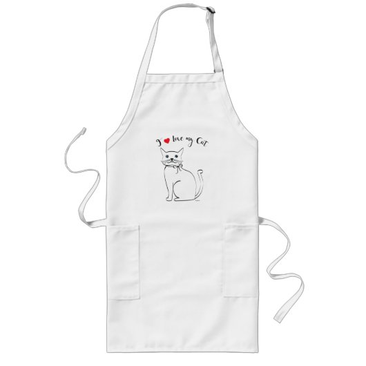 Ik hou van mijn Cat, Cute, Cool Lang Schort (Voorkant)