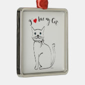 Ik hou van mijn Cat, Cute, Cool Metalen Ornament (Rechts)