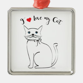 Ik hou van mijn Cat, Cute, Cool Metalen Ornament