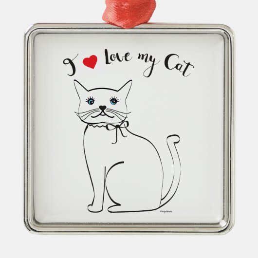 Ik hou van mijn Cat, Cute, Cool Metalen Ornament (Voorkant)