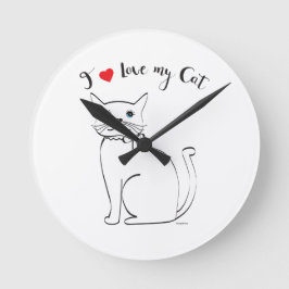 Ik hou van mijn Cat, Cute, Cool Ronde Klok