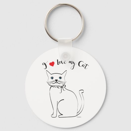Ik hou van mijn Cat, Cute, Cool Sleutelhanger (Voorkant)