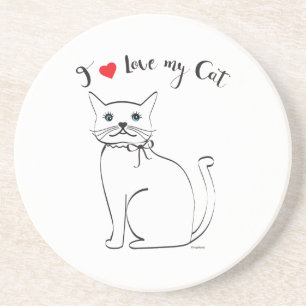 Ik hou van mijn Cat, Cute, Cool Zandsteen Onderzetter