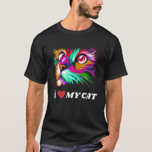 Ik hou van mijn Cat Funny Quote Mijn kat is mijn V T-shirt