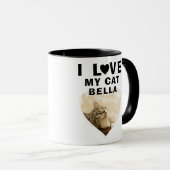 Ik hou van mijn Cat Heart Foto Cat Name Mok (Voorkant rechts)