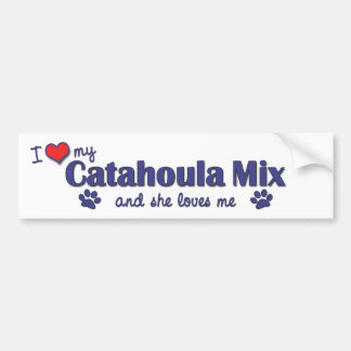 Ik hou van mijn catahoula Mix (Vrouw Dog) Bumpersticker