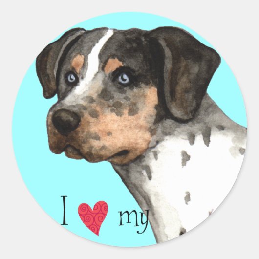 Ik hou van mijn Catahoula Ronde Sticker (Voorkant)