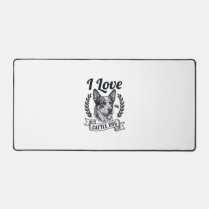 Ik hou van mijn Cattle Dog Vintage Gravure Ontwerp Bureaumat