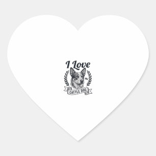 Ik hou van mijn Cattle Dog Vintage Gravure Ontwerp Hart Sticker