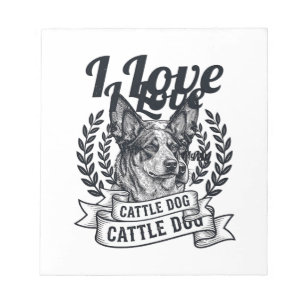 Ik hou van mijn Cattle Dog Vintage Gravure Ontwerp Notitieblok