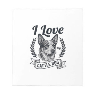 Ik hou van mijn Cattle Dog Vintage Gravure Ontwerp Notitieblok